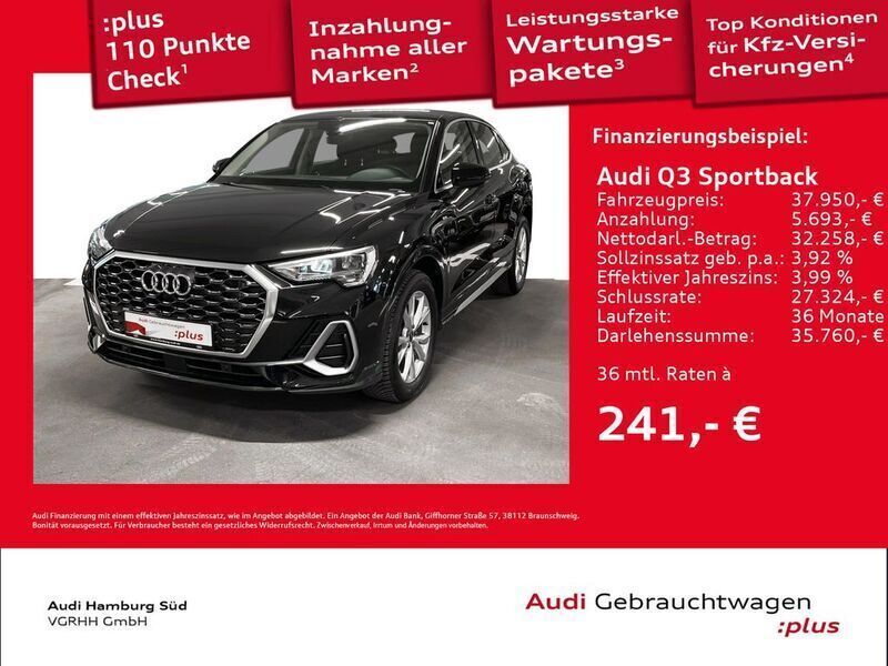 Mythosschwarz metallic Gebraucht 2024 Audi Q3 Sportback S-Line SUV | 39.260 € (Guter Preis) - Bild 1/3