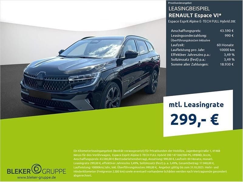 Schwarz Gebraucht 2025 Renault Espace Esprit Alpine Van / Kleinbus | 43.590 € - Bild 1/3