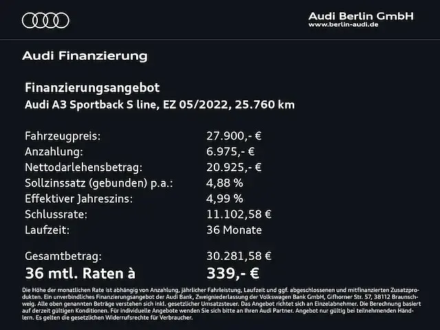 Gebraucht Audi A3 Sportback e-tron S-Line 204 PS (150 kW) 2022 Gletscherweiß metallic Kleinwagen