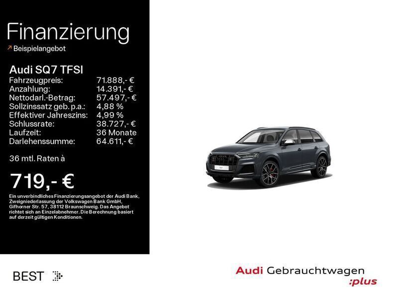 Daytonagrau perleffekt (metallic) Gebraucht 2022 Audi SQ7 Ambiente SUV | 71.888 € (Guter Preis) - Bild 1/4