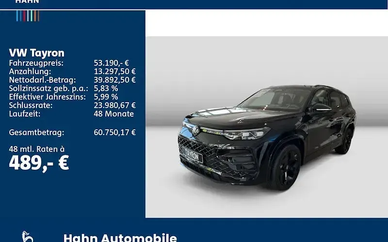 Neu VW Tayron R-line 150 PS (110 kW) 2025 Schwarz SUV