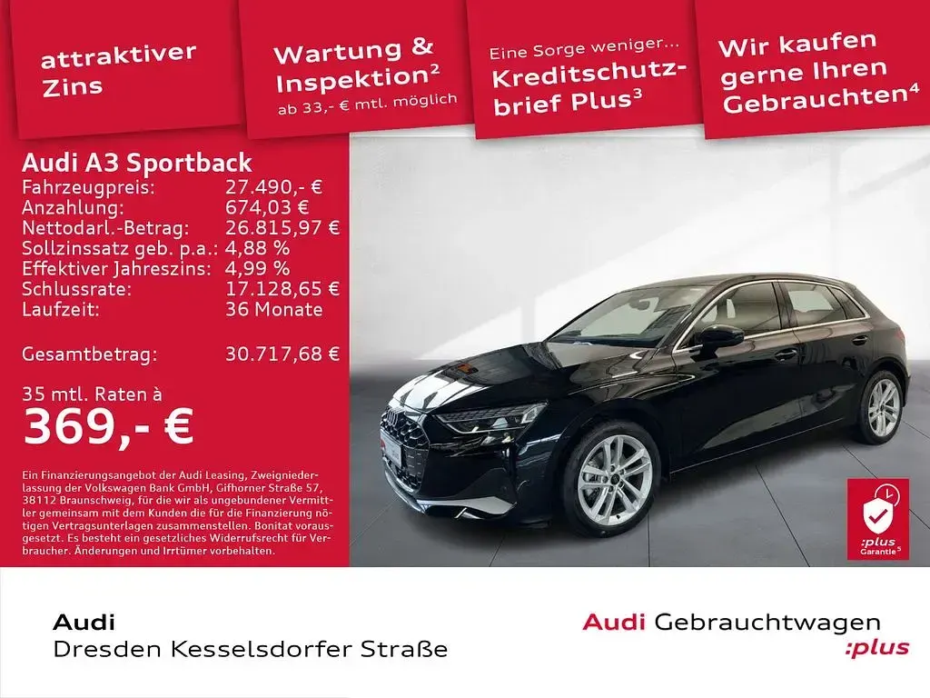 Second-hand Audi A3 Advanced 116 CP (85 kW) 2024 Negru Berlinǎ