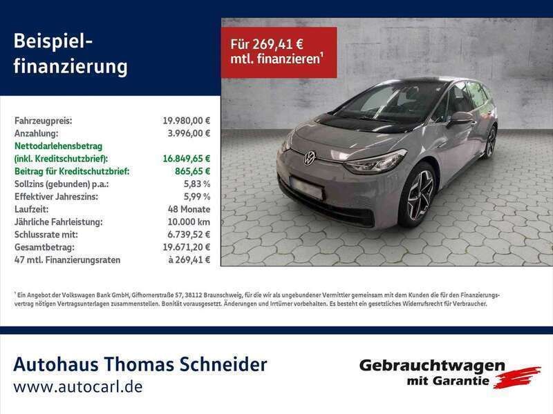 Grau Gebraucht 2021 VW ID.3 Life Kleinwagen | 19.980 € (Fairer Preis) - Bild 1/2