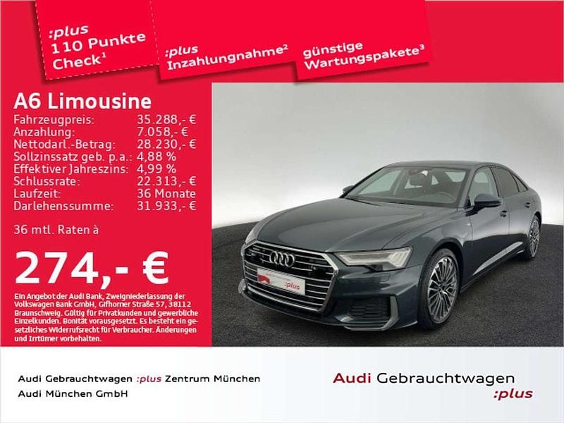 Camouflagegruen met. individua Gebraucht 2022 Audi A6 S-Line Limousine | 35.288 € - Bild 1/2