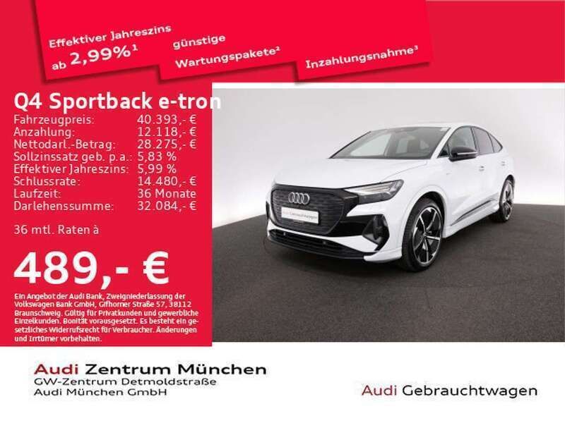 Gletscherweiß metallic Gebraucht 2022 Audi Q4 e-tron S-Line SUV | 40.393 € (Fairer Preis) - Bild 1/2