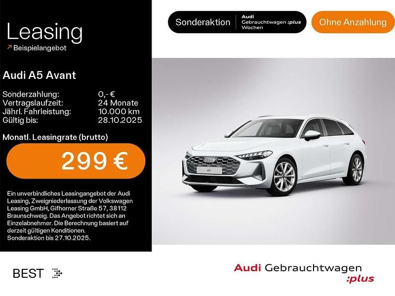 Gletscherweiß metallic Gebraucht 2025 Audi A5 Advanced Coupé | 46.229 € (Superpreis) - Bild 1/3