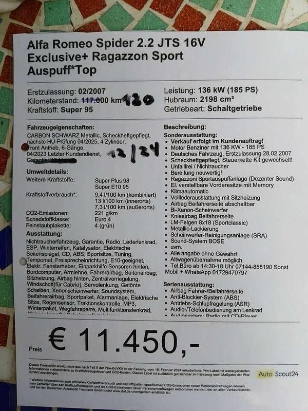 Schwarz Gebraucht 2007 Alfa Romeo Spider Exclusive Cabrio | 10.000 € (Guter Preis) - Bild 1/4