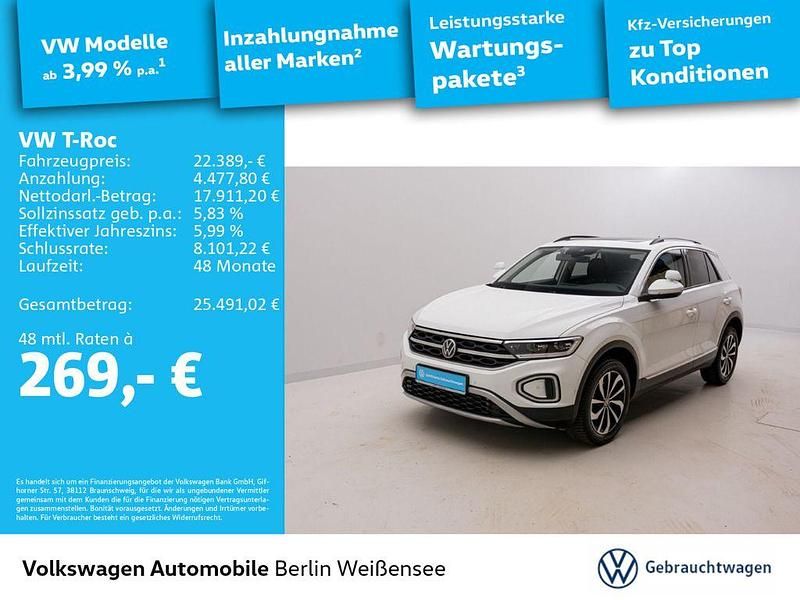 Pure white Gebraucht 2023 VW T-Roc Style SUV | 22.389 € (Superpreis) - Bild 1/4
