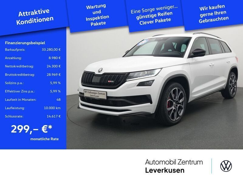 Schwarz / moonweiss perl. (metallic) Gebraucht 2020 Skoda Kodiaq RS SUV | 33.280 € (Guter Preis) - Bild 1/4