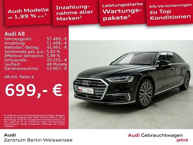 Mythosschwarz metallic Gebraucht 2021 Audi A8L Ambiente Limousine | 57.489 € - Bild 1/2