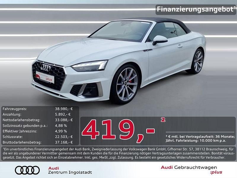 Weiß Gebraucht 2021 Audi A5 Cabriolet S-Line Cabrio | 38.980 € (Teuer) - Bild 1/3