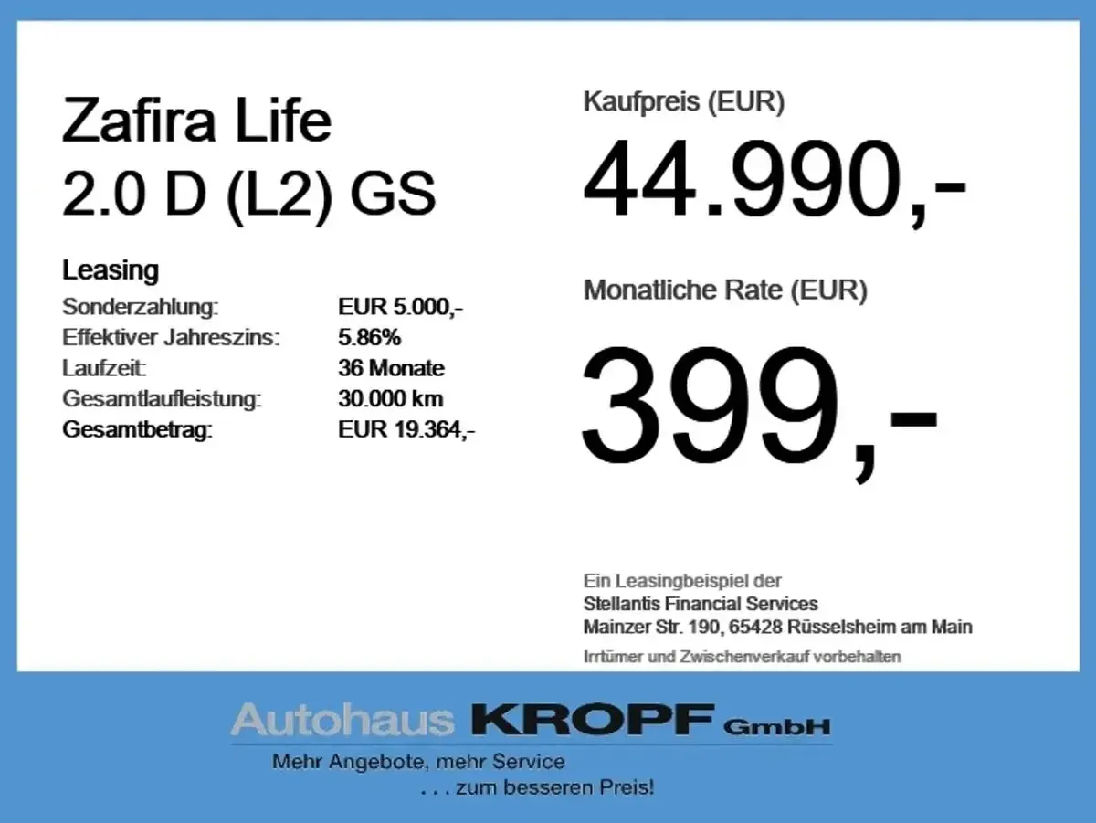 Neu Opel Zafira Life 177 PS (130 kW) 2025 Kapri grün Van / Kleinbus