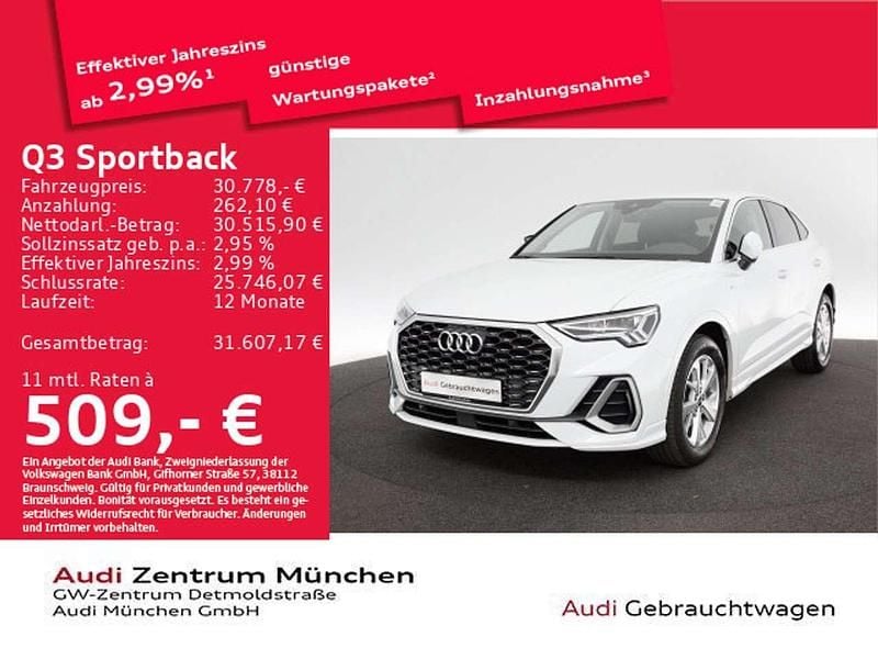 Gletscherweiß metallic Gebraucht 2022 Audi Q3 S-Line SUV | 30.778 € (Superpreis) - Bild 1/2