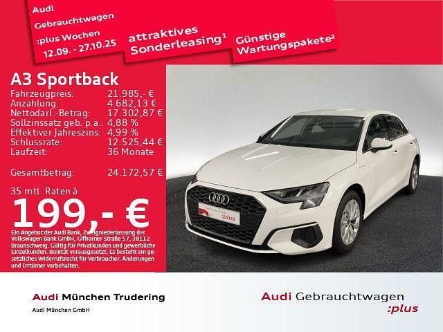 Ibisweiß Gebraucht 2022 Audi A3 Sportback e-tron Performance Limousine | 21.985 € (Guter Preis) - Bild 1/2