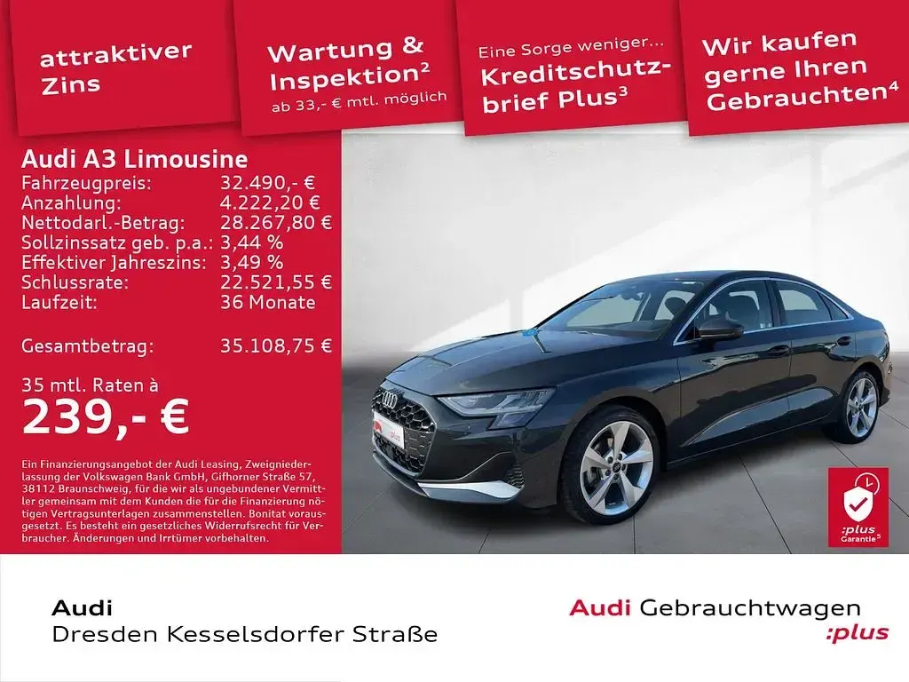 Gebraucht Audi A3 Advanced 150 PS (110 kW) 2025 Grau Limousine
