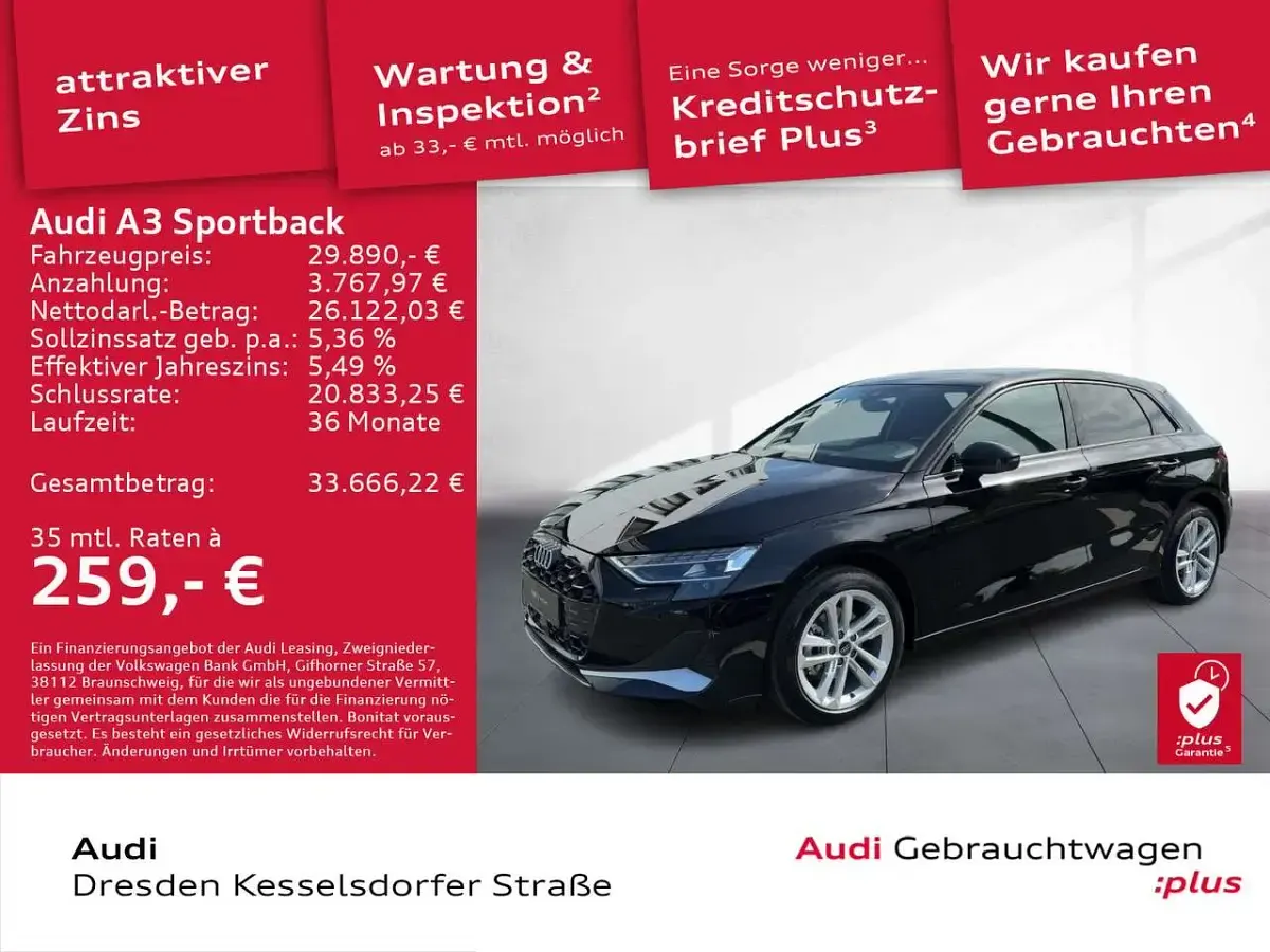 Gebraucht Audi A3 Advanced Plus 116 PS (85 kW) 2025 Schwarz Limousine