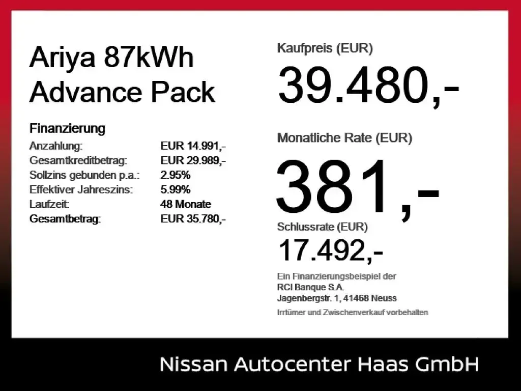 Gebraucht Nissan Ariya Advance 177 kW (242 PS) 2025 Aurora green SUV