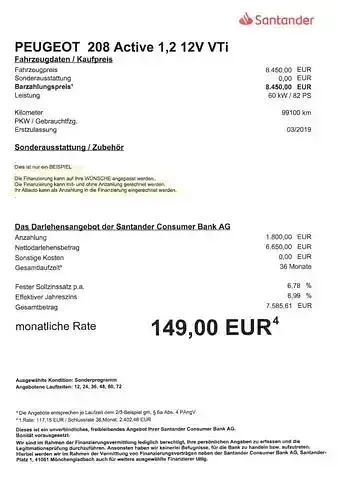 Gebraucht Peugeot 208 Active 82 PS (60 kW) 2019 Schwarz Kleinwagen