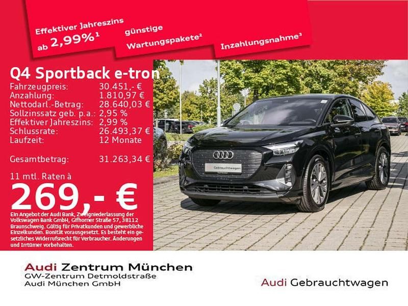 Mythosschwarz metallic Gebraucht 2022 Audi Q4 e-tron SUV | 30.451 € (Fairer Preis) - Bild 1/2