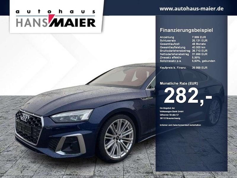Navarrablau metallic Gebraucht 2022 Audi A5 Sportback Business Limousine | 39.999 € (Fairer Preis) - Bild 1/4