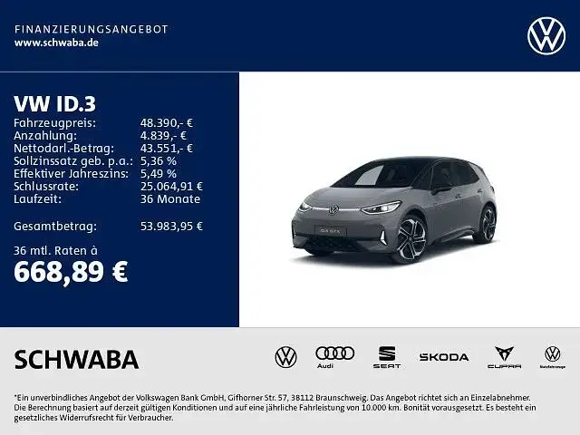 Neu VW ID.3 GTX 239 kW (326 PS) 2026 Mondsteingrau/schwarz Kleinwagen
