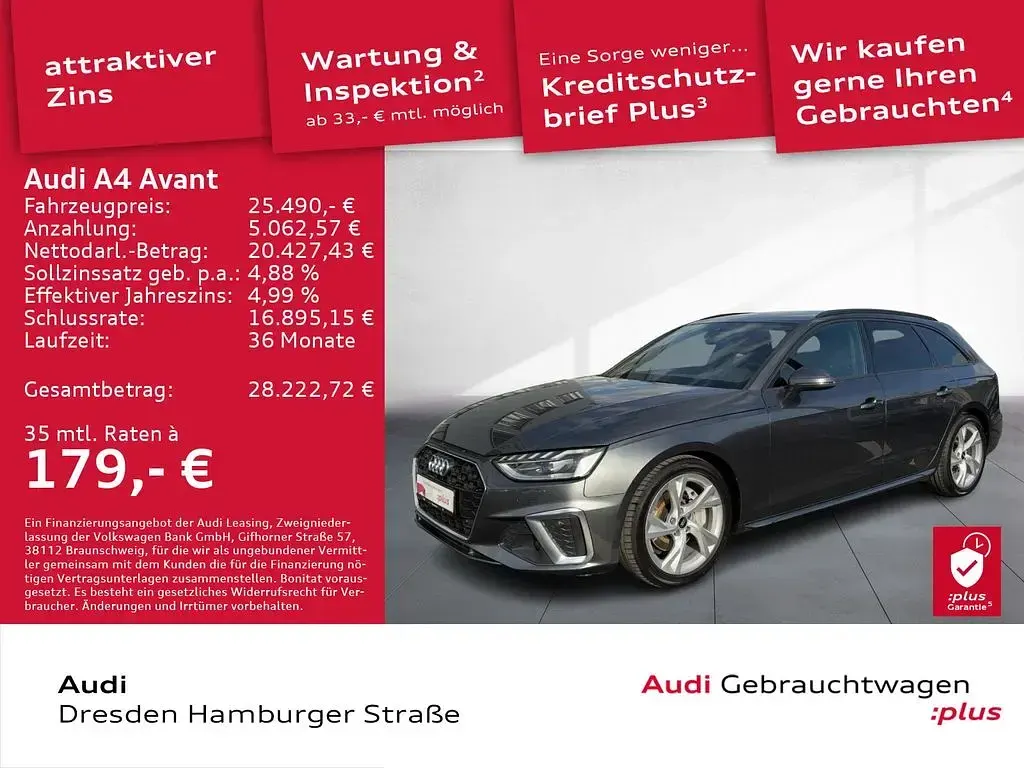 Używany Audi A4 S-Line 204 KM (150 kW) 2022 Szary Kombi