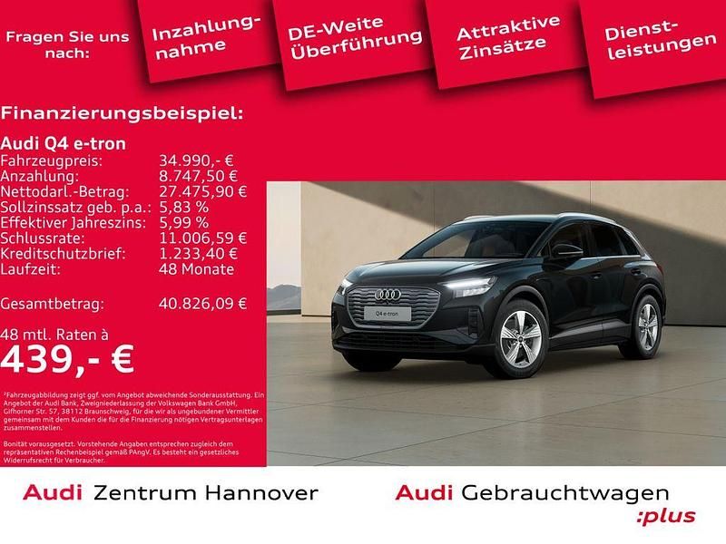 Mythosschwarz metallic Gebraucht 2023 Audi Q4 e-tron Comfort SUV | 34.990 € (Etwas zu teuer) - Bild 1/4