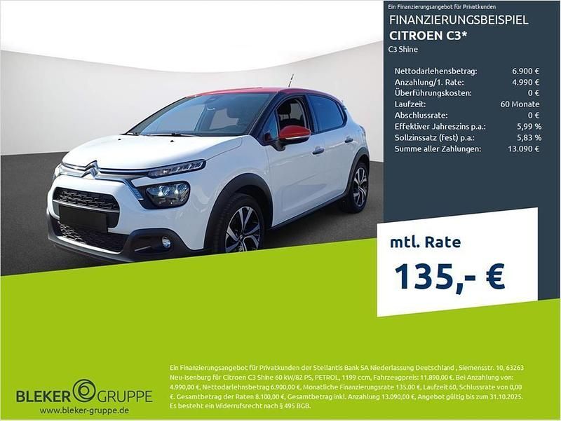 Weiß Gebraucht 2022 Citroën C3 Shine Kleinwagen | 10.780 € (Guter Preis) - Bild 1/3