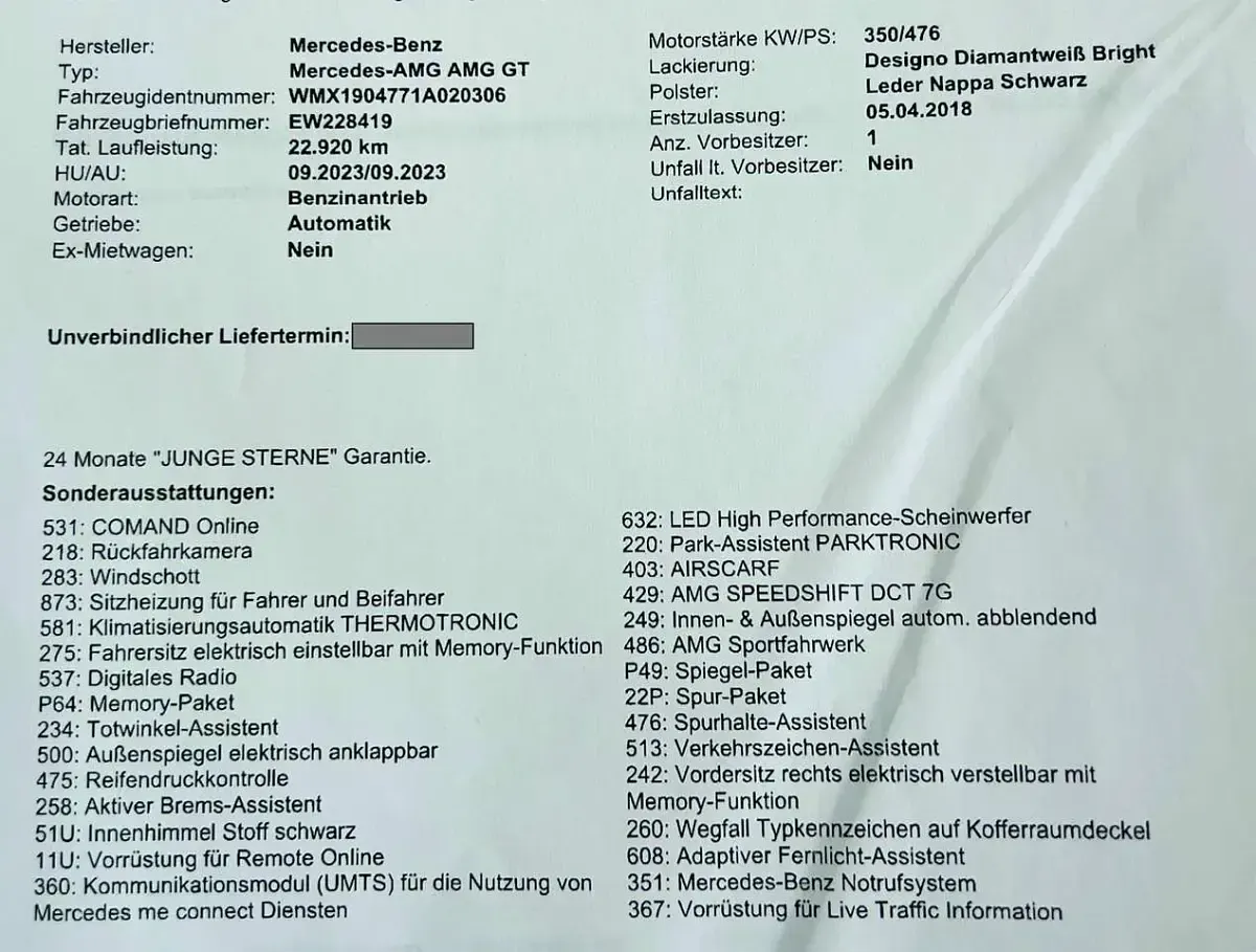 Gebraucht Mercedes AMG GT AMG 476 PS (350 kW) 2018 Weiß Cabrio
