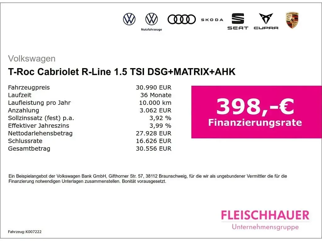 Gebraucht VW T-Roc Cabriolet R-line 150 PS (110 kW) 2023 Grau Cabrio