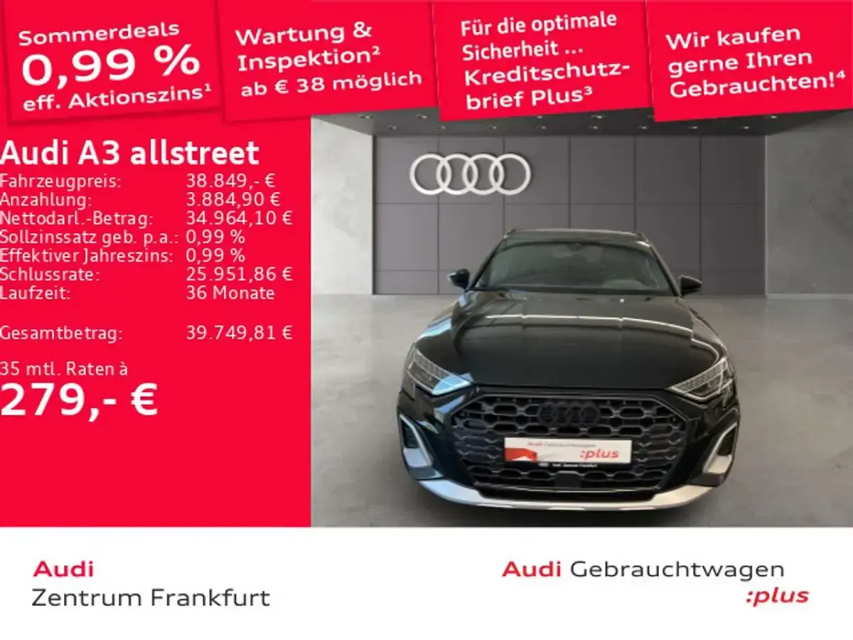 Gebraucht Audi A3 204 PS (150 kW) 2025 Mythosschwarz metallic/mythoss Limousine