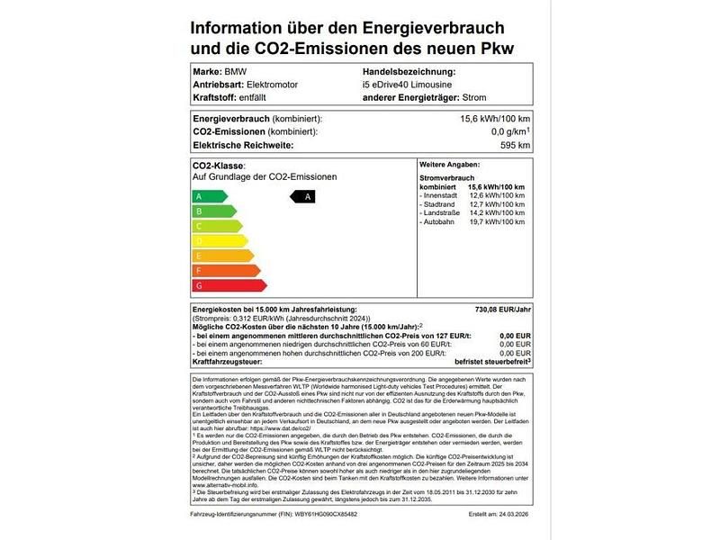 Neu BMW i5 Performance 250 kW (340 PS) 2026 Blau Limousine