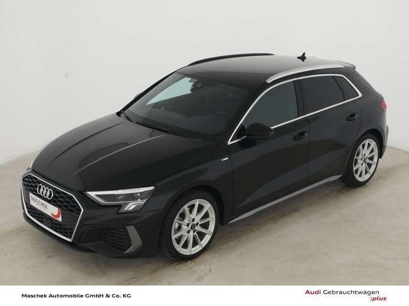 Mythosschwarz metallic Gebraucht 2024 Audi A3 Sportback S-Line Limousine | 35.840 € (Superpreis) - Bild 1/4