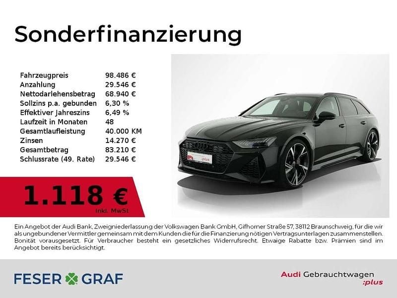 Sebringschwarz kristalleffekt Gebraucht 2022 Audi RS6 Ambiente Kombi | 98.486 € (Fairer Preis) - Bild 1/2