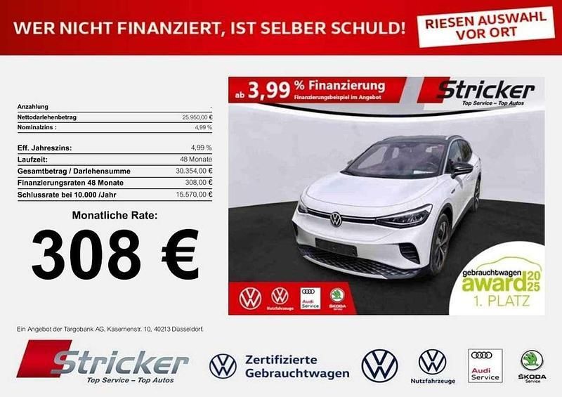 Gletscherweiß metallic Gebraucht 2021 VW ID.4 Pro Performance SUV | 25.950 € (Superpreis) - Bild 1/3