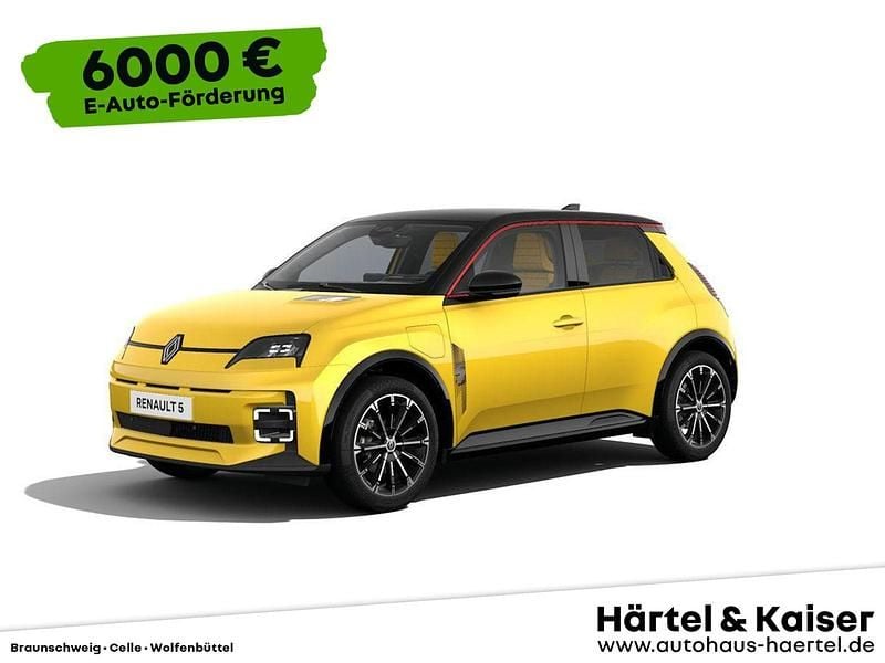 Neu Renault 5 E-Tech Iconic 89 kW (122 PS) 2025 Pop yellow, dach blackpearlschwarz (gelb) Limousine