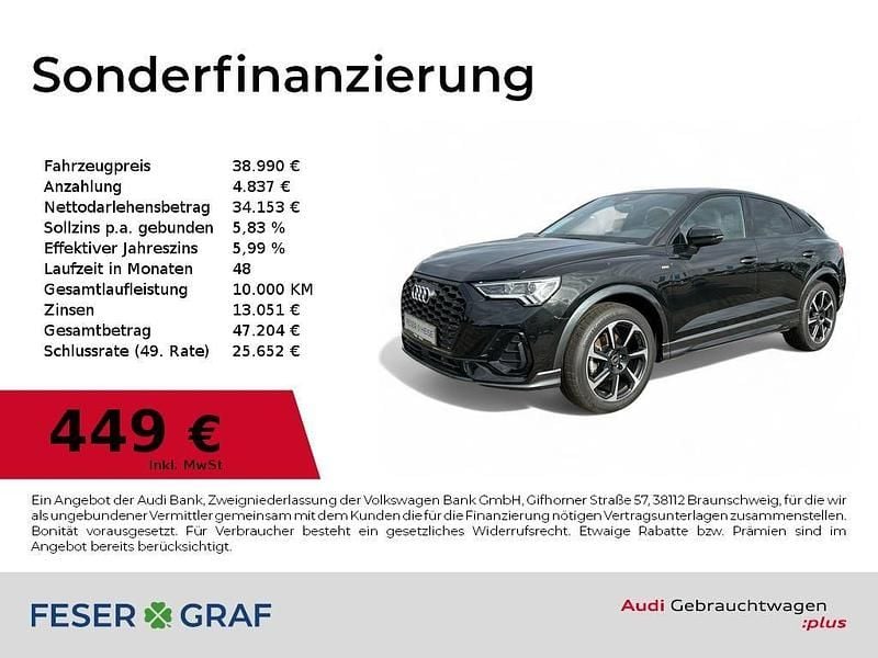 Mythosschwarz metallic Gebraucht 2024 Audi Q3 Sportback S-Line SUV | 38.990 € (Guter Preis) - Bild 1/4