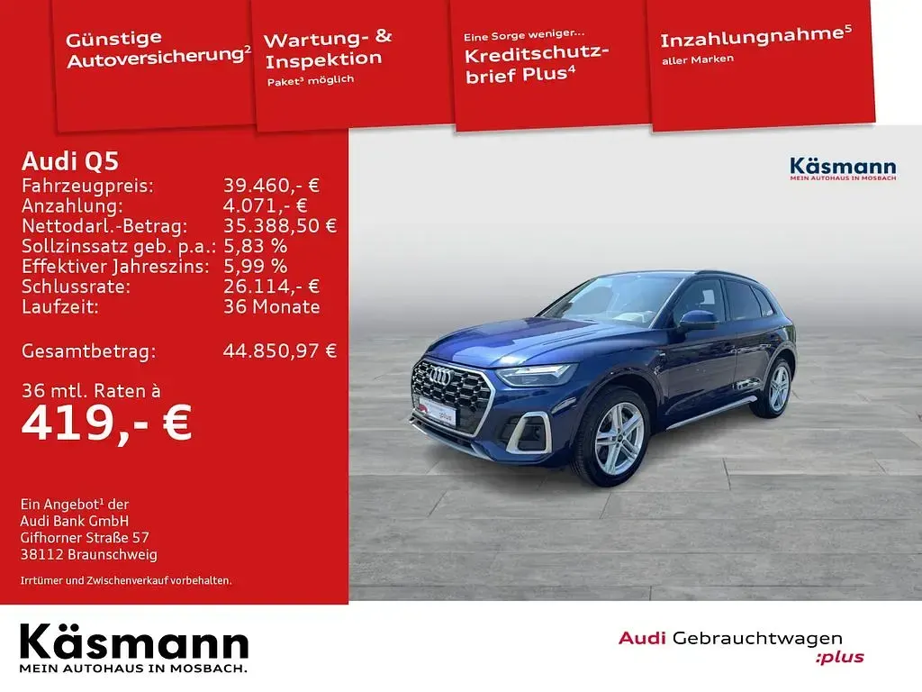 Gebraucht Audi Q5 S-Line 286 PS (210 kW) 2023 Navarrablau metallic SUV