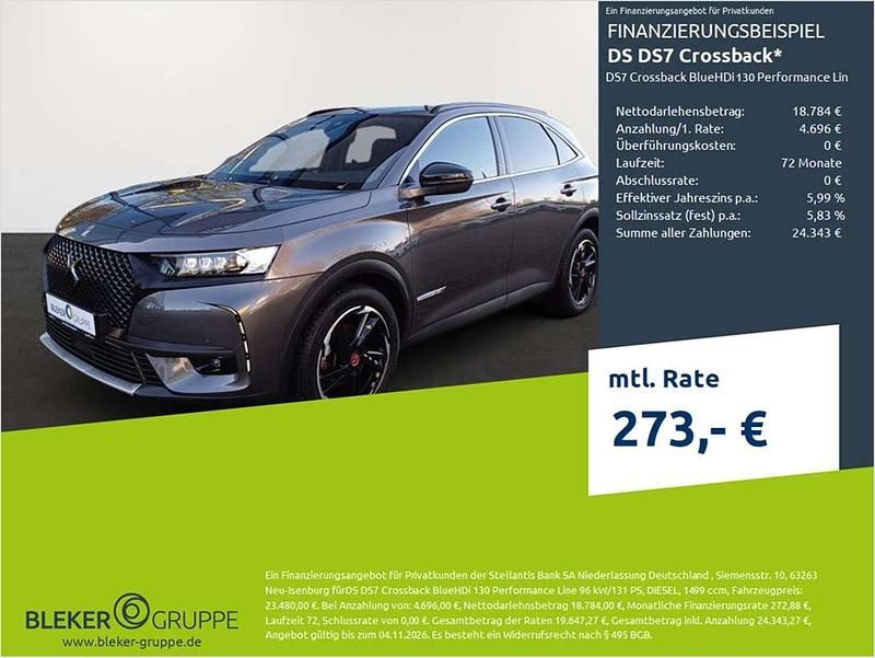 Platingrau metallic Gebraucht 2022 DS Automobiles DS7 Crossback Performance SUV | 23.480 € (Guter Preis) - Bild 1/3