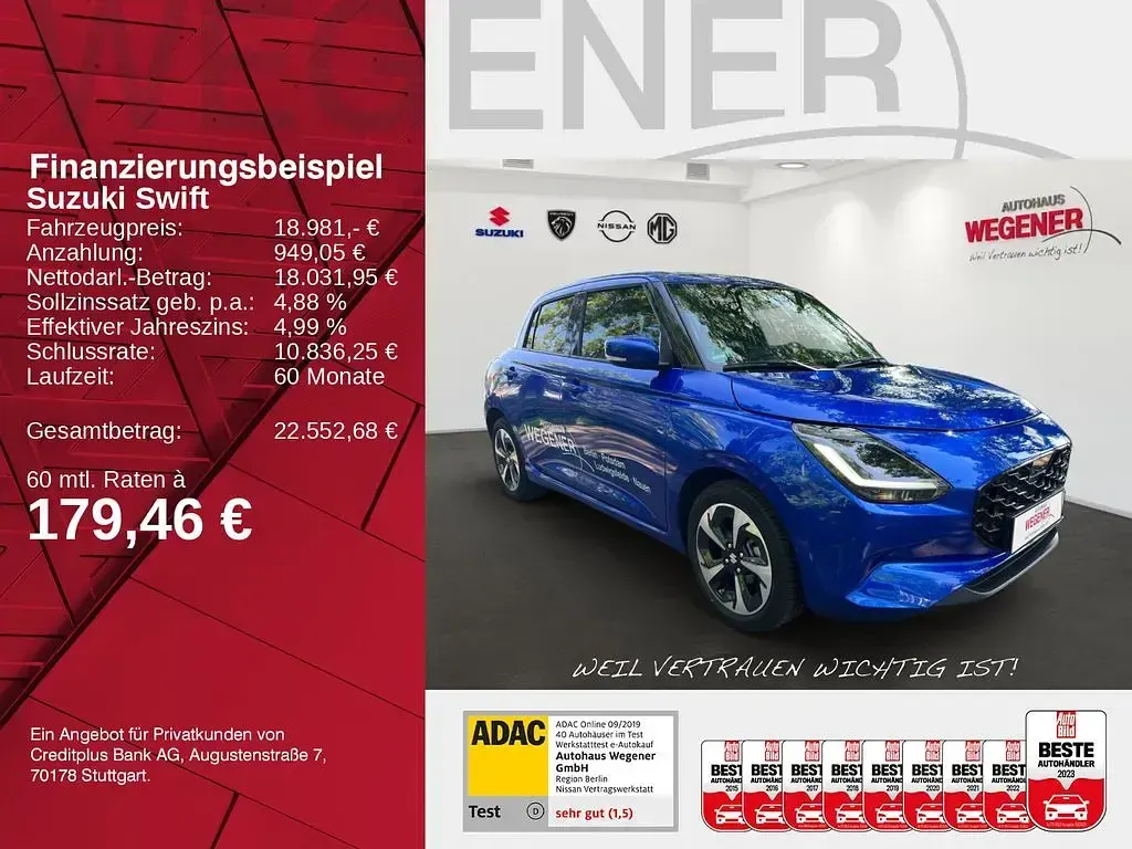 Gebraucht Suzuki Swift Comfort+ 83 PS (61 kW) 2025 Blau Kleinwagen