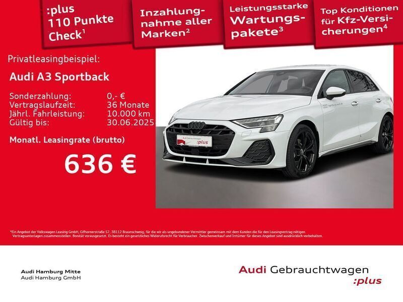 Weiß Gebraucht 2025 Audi A3 Sportback S-Line Limousine | 46.855 € (Etwas zu teuer) - Bild 1/3