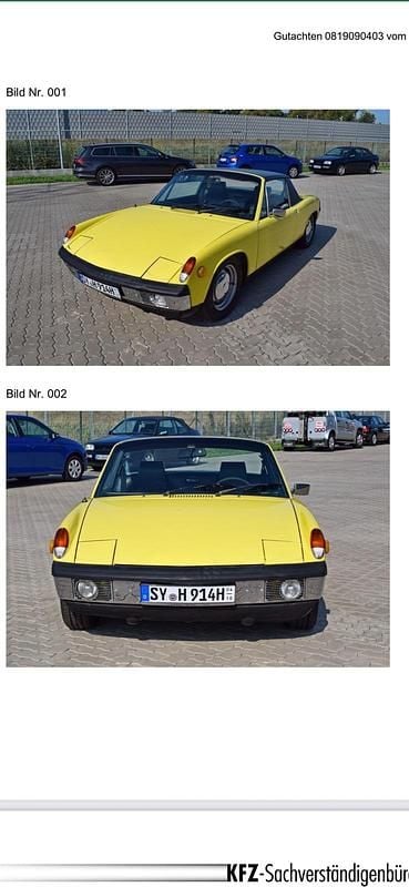 Gelb Gebraucht 1973 Porsche 914 Cabrio | 19.950 € - Bild 1/4