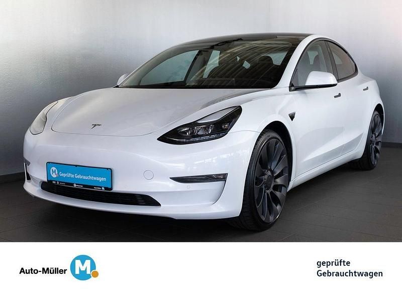 Weiß Gebraucht 2022 Tesla Model 3 Performance Limousine | 28.989 € (Fairer Preis) - Bild 1/4