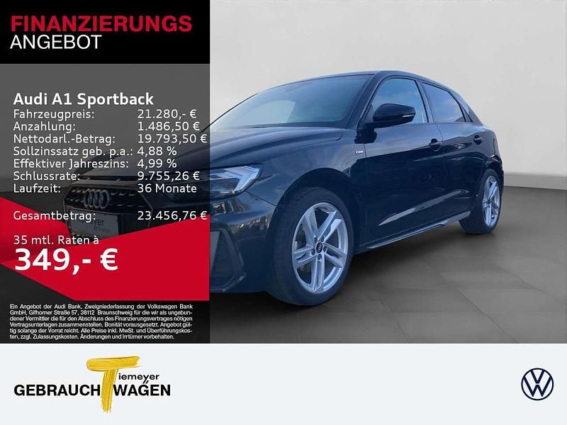 Mythosschwarz metallic Gebraucht 2021 Audi A1 S-Line Limousine | 21.280 € (Teuer) - Bild 1/4