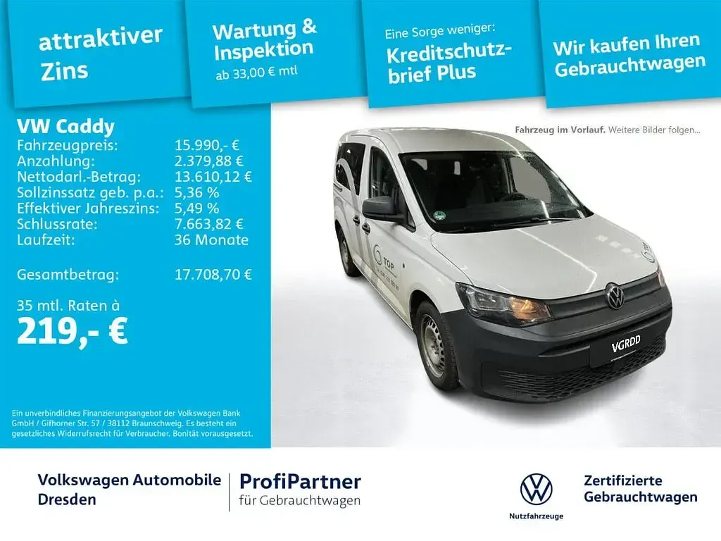Gebraucht VW Caddy Basis 75 PS (55 kW) 2022 Weiß Van / Kleinbus