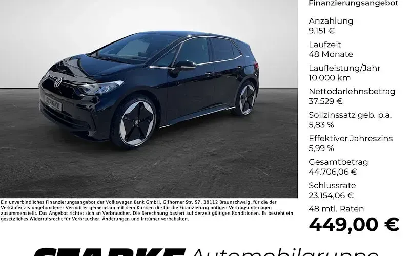Neu VW ID.3 Pro 169 kW (231 PS) 2026 Schwarz Kleinwagen