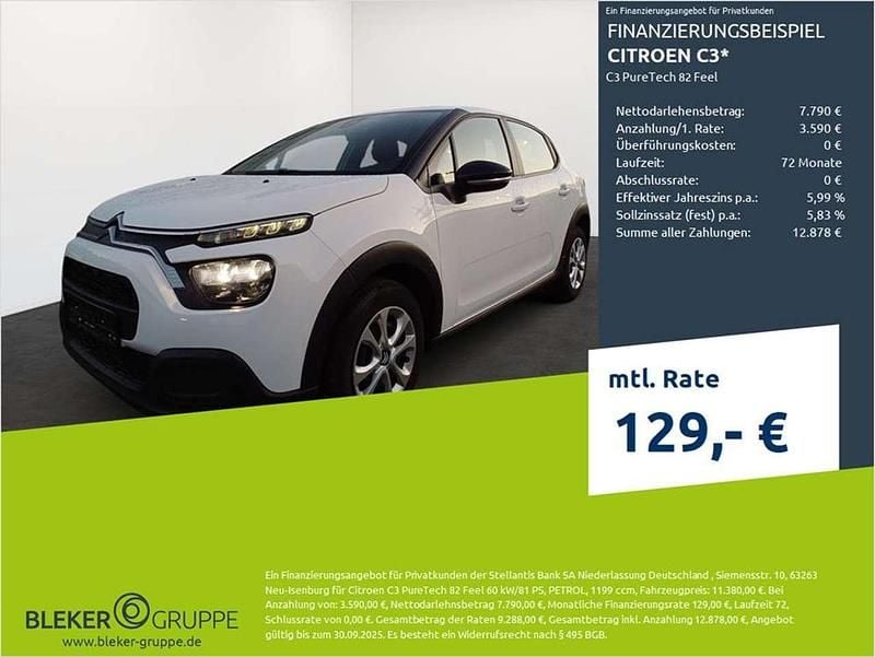 Weiß Gebraucht 2022 Citroën C3 Feel Kleinwagen | 11.380 € (Guter Preis) - Bild 1/3