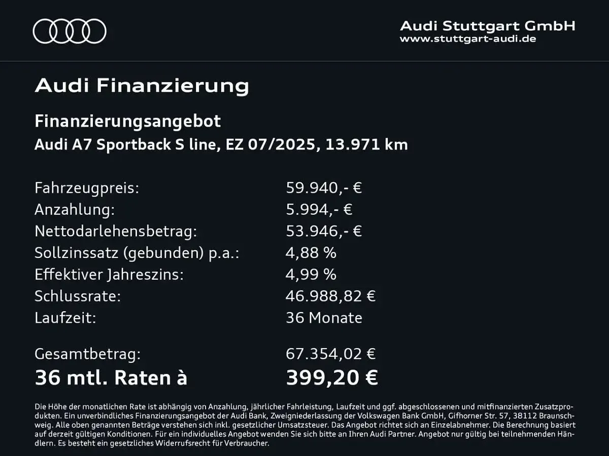 Gebraucht Audi A7 Sport 265 PS (194 kW) 2025 Gletscherweiß metallic Limousine
