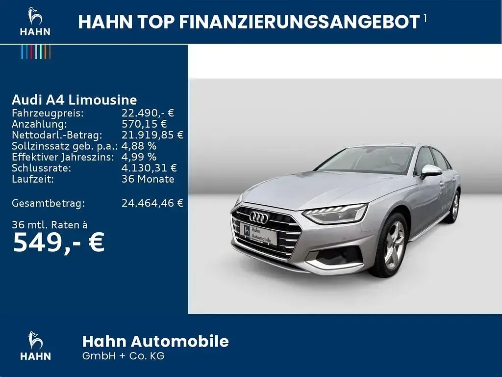 Usata Audi A4 Advanced 190 CV (139 kW) 2019 Argento Berlina
