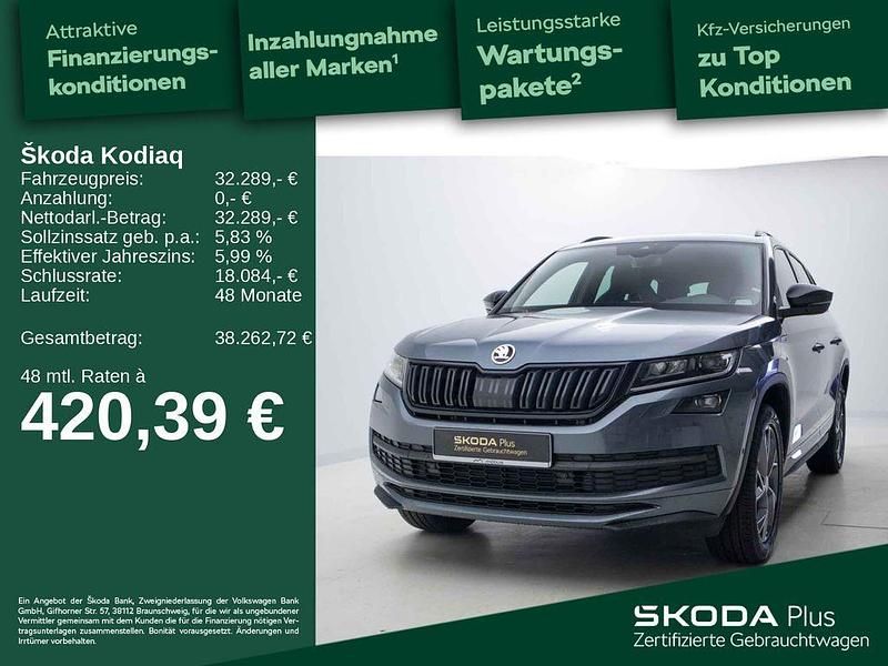 Quarzgrau metallic Gebraucht 2021 Skoda Kodiaq SportLine SUV | 32.289 € (Teuer) - Bild 1/4